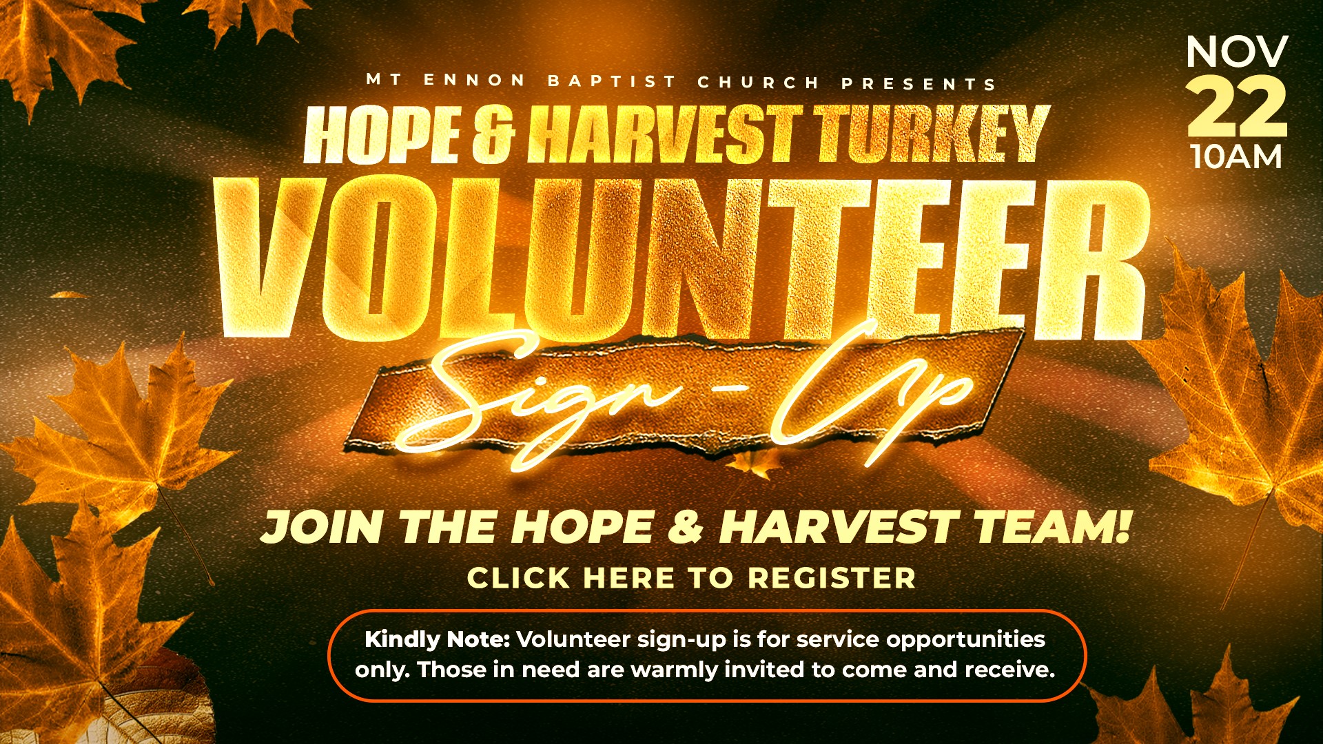 Volunteers Sign up - Turkey Giveaway